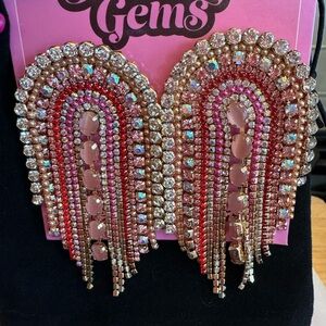 Feed Me Gems Pink Crystal Fringe Earrings
